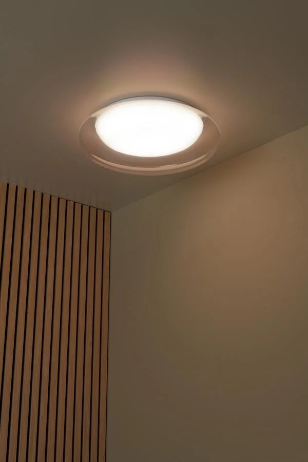 Lucide SKETES - Flush ceiling light - Ø 45,7 cm - LED Dim. - CCT - 1x24W 2700K/4000K - Transparant - atmosphere 2